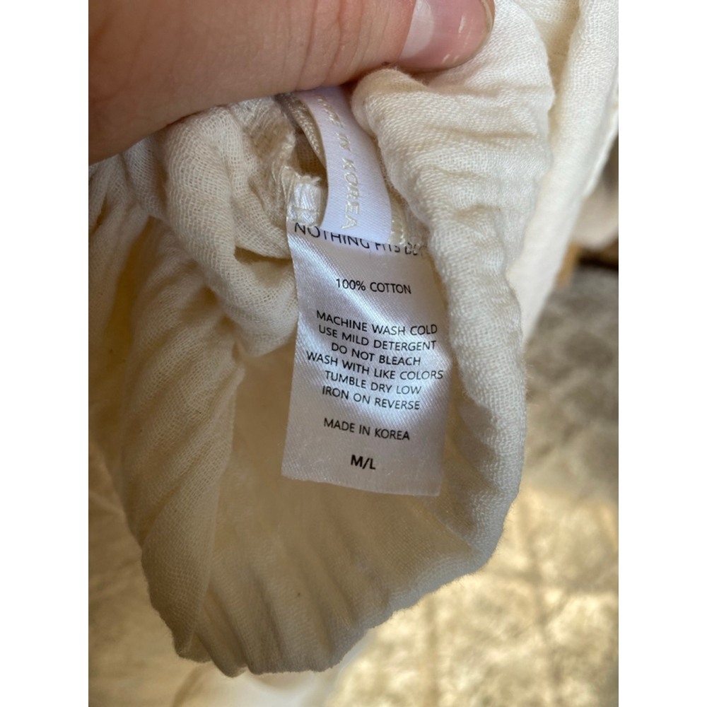 Nothing Fits But Ivory Cotton Gauze Maxi Dress Tie Strap Cottagecore Ethereal - Picture 6 of 10